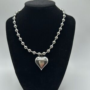 Stainless steel beaded necklace 17” long.